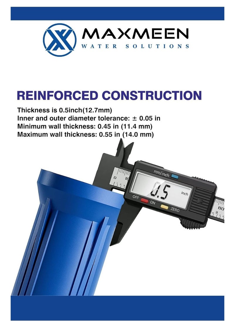ماكسمين حاوية فلتر مياه منزلي كامل 10 بوصة – هيكل أزرق من Maxmeen Water + حامل + مفتاح - Image 5