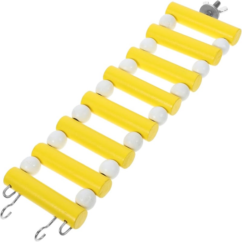 5Pcs Yellow Wooden Climbing Ladder Platform Bridge For Hamster Rat Cage Toy 17X9X8 5CM - Image 3