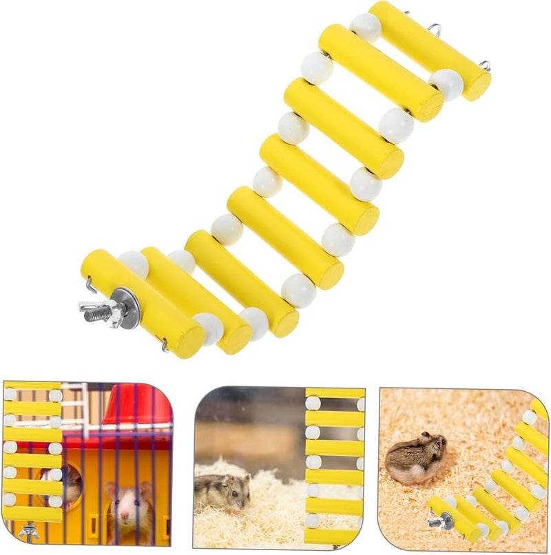 5Pcs Yellow Wooden Climbing Ladder Platform Bridge For Hamster Rat Cage Toy 17X9X8 5CM - Image 5