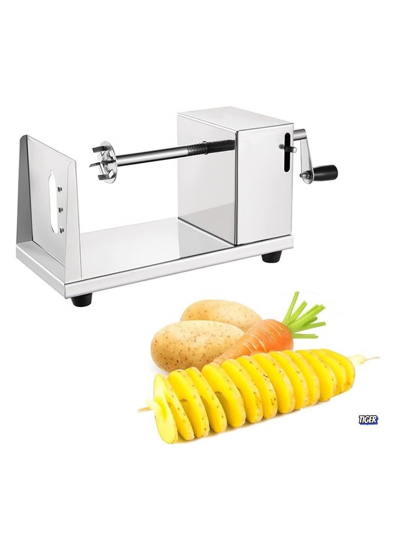TIGER Stainless Steel Manual Spiral Potato Chips Slicer – Tornado Potato Chips Cutter, Vegetable Slicer for Kitchen, Lightweight & Versatile Spiralizer for Potatoes, Carrots, Zucchini – Easy to Use, Durable Design - Image 1