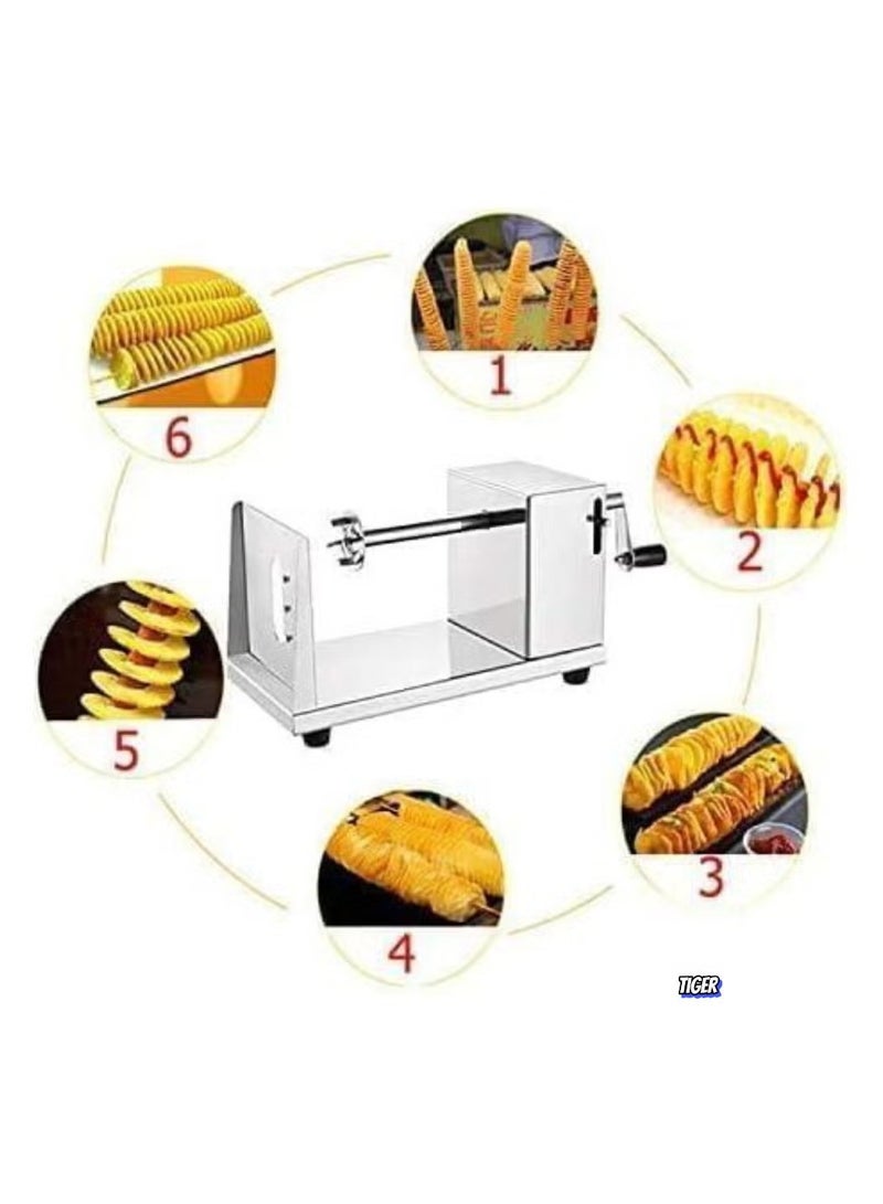 TIGER Stainless Steel Manual Spiral Potato Chips Slicer – Tornado Potato Chips Cutter, Vegetable Slicer for Kitchen, Lightweight & Versatile Spiralizer for Potatoes, Carrots, Zucchini – Easy to Use, Durable Design - Image 5
