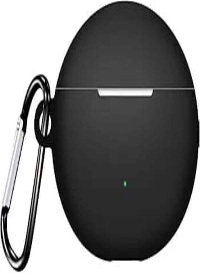 Next Next Store Silicone Case Compatible with Huawei Buds 5i, with Keychain Strap, Full Protection, Attractive Design, Perfect for Daily Use(Black)
