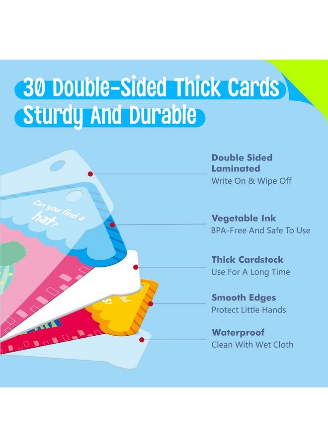 SpriteGru SpriteGru 30PCS Indoor Scavenger Hunt Cards, Double-Sided Card Toddler Activity Game for Homeschooling, Kids & Preschoolers, 1 Plastic Ring Included  - Image 2