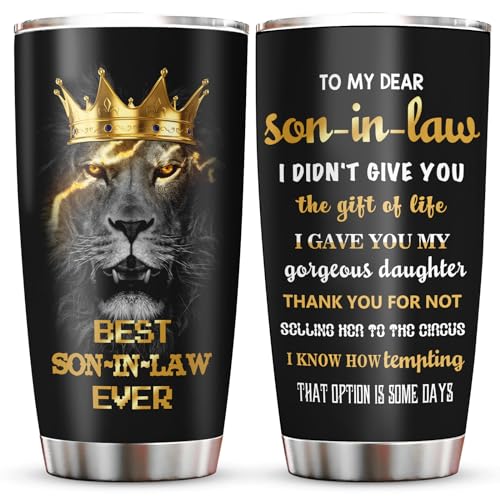 Muilzon Son in Law Gifts Tumblers 20oz  Fathers Day Christmas Birthday Gifts for Son in Law Coffee Mug  SoninLaws Present from MotherFather in Law Cup