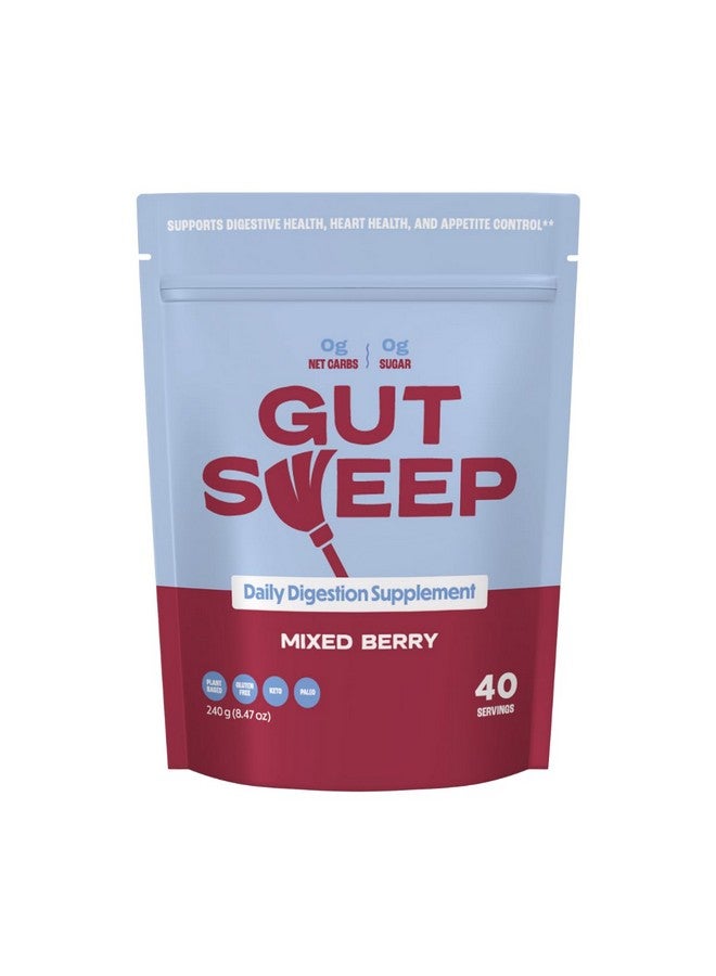 Gut Sweep - Daily Digestion Supplement - Psyllium Husk Fiber - Supports Appetite Control - Gluten Free & Plant Based - Keto & Paleo Friendly - 40 Servings - Mixed Berry - Image 1