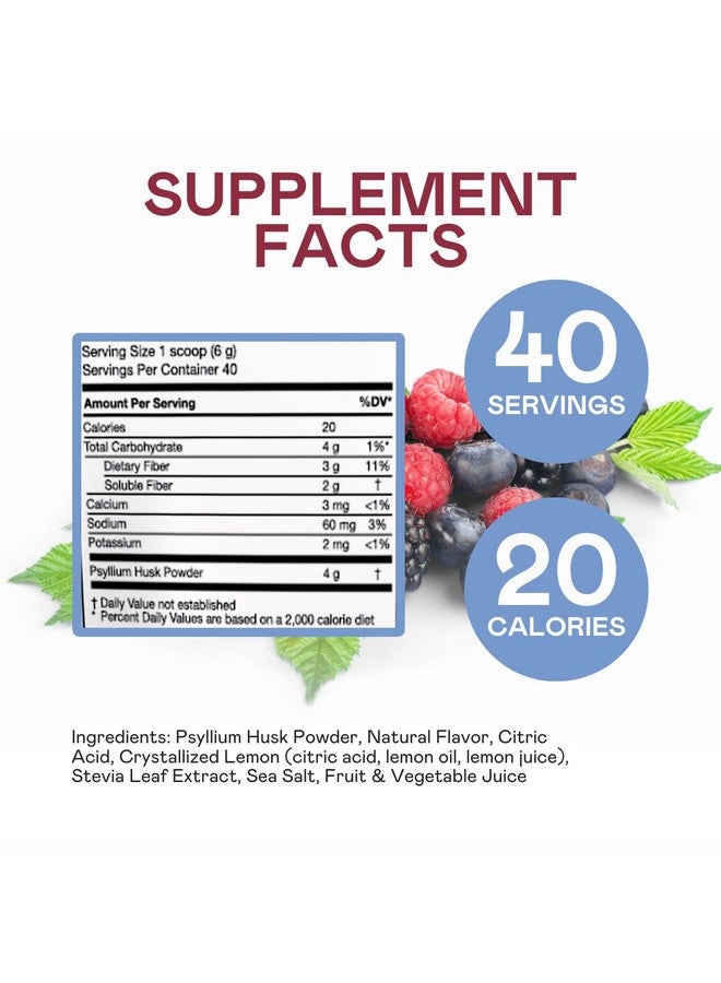 Gut Sweep - Daily Digestion Supplement - Psyllium Husk Fiber - Supports Appetite Control - Gluten Free & Plant Based - Keto & Paleo Friendly - 40 Servings - Mixed Berry - Image 4