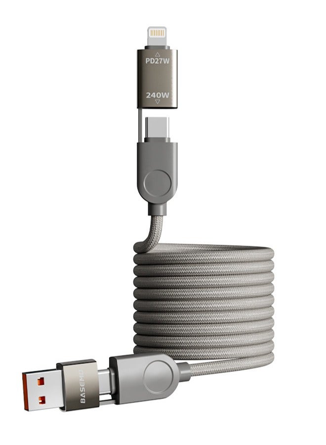 MAOGEDA 4-in-1 Fast Charging Cable Type-C Lightning Port 1.2m Universal Charging Cable up to 240w Fast Charging 3a Fast Data Synchronization Magnetic Absorption Sodium - Image 1