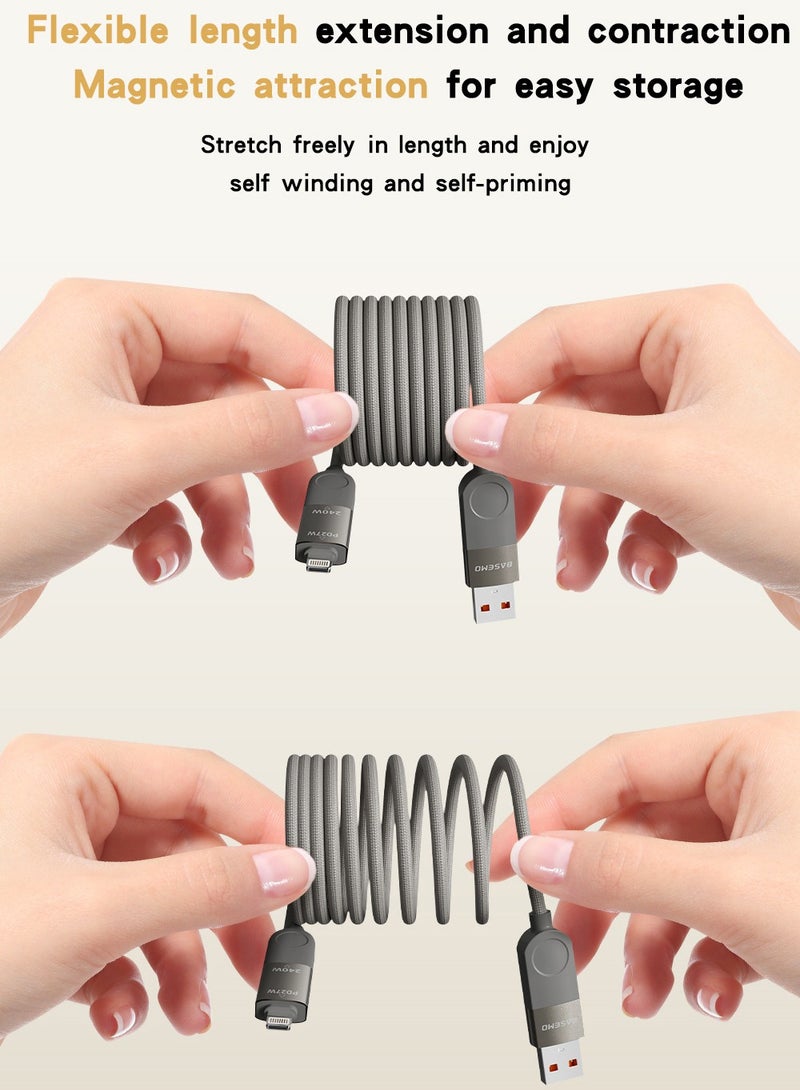 MAOGEDA 4-in-1 Fast Charging Cable Type-C Lightning Port 1.2m Universal Charging Cable up to 240w Fast Charging 3a Fast Data Synchronization Magnetic Absorption Sodium - Image 5