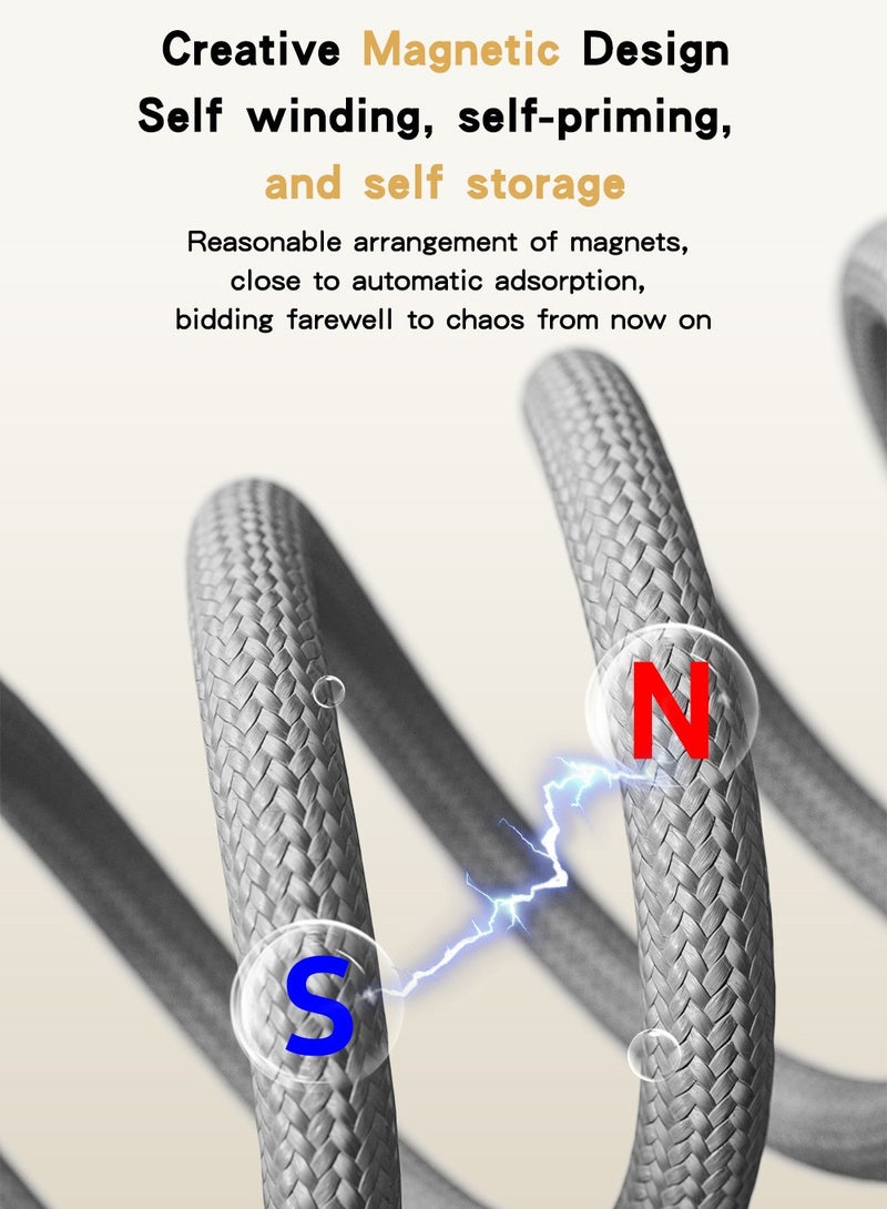 MAOGEDA 4-in-1 Fast Charging Cable Type-C Lightning Port 1.2m Universal Charging Cable up to 240w Fast Charging 3a Fast Data Synchronization Magnetic Absorption Sodium - Image 4