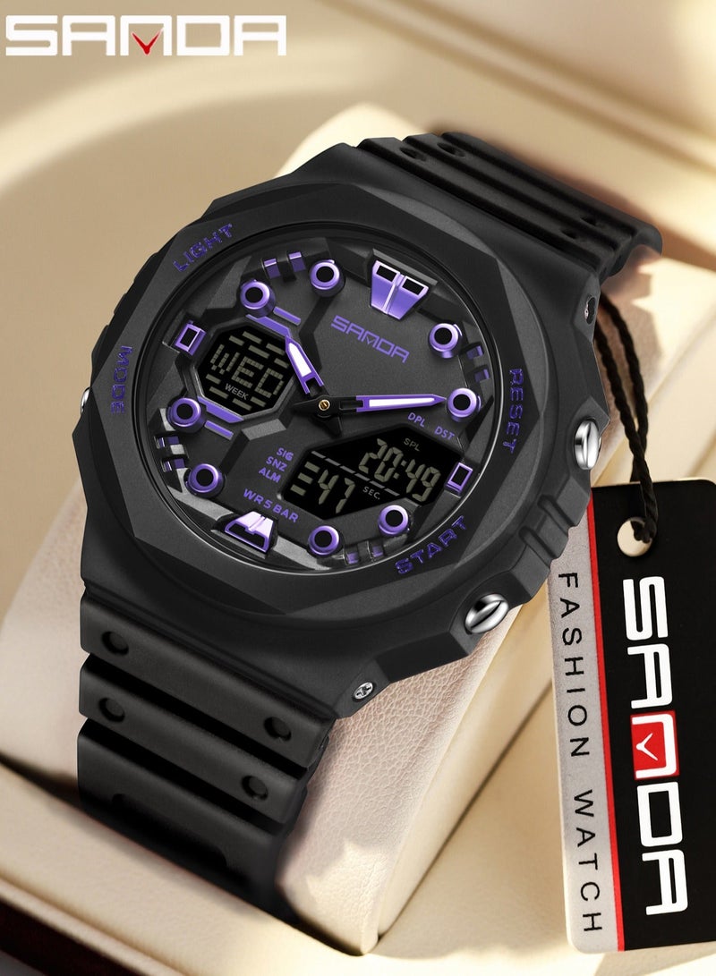 SANDA 6200 Fashion Trend Electronic Watch Multi functional Alarm Clock Waterproof Cool Male and Female Student Watches - Image 2
