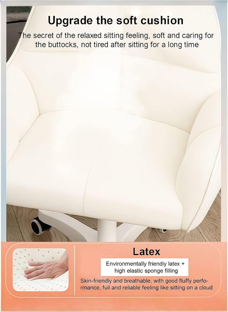 كراسي مكياج، كرسي كمبيوتر للمكتب المنزلي، كرسي مكتب لطيف، كرسي مكتب دوار قابل لتعديل الارتفاع، كرسي مكياج لطيف بعجلات، كرسي مريح قابل للإمالة، لغرفة المعيشة والمكتب (بيج) - Image 4