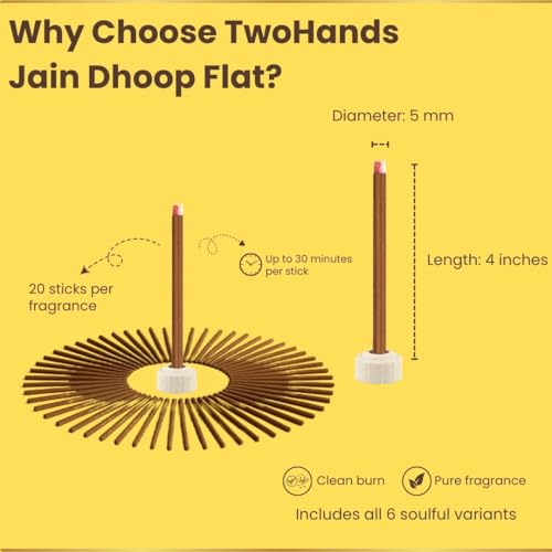 TwoHands Bamboo-Less Dhoop Sticks Combo Pack | 6 Fragrances (120 Sticks) – Rose, Nag Champa, Chandan, Loban, Heena, Patchouli | Long Lasting Puja Incense for Home & Office | Free Dhoop Holder - Image 5
