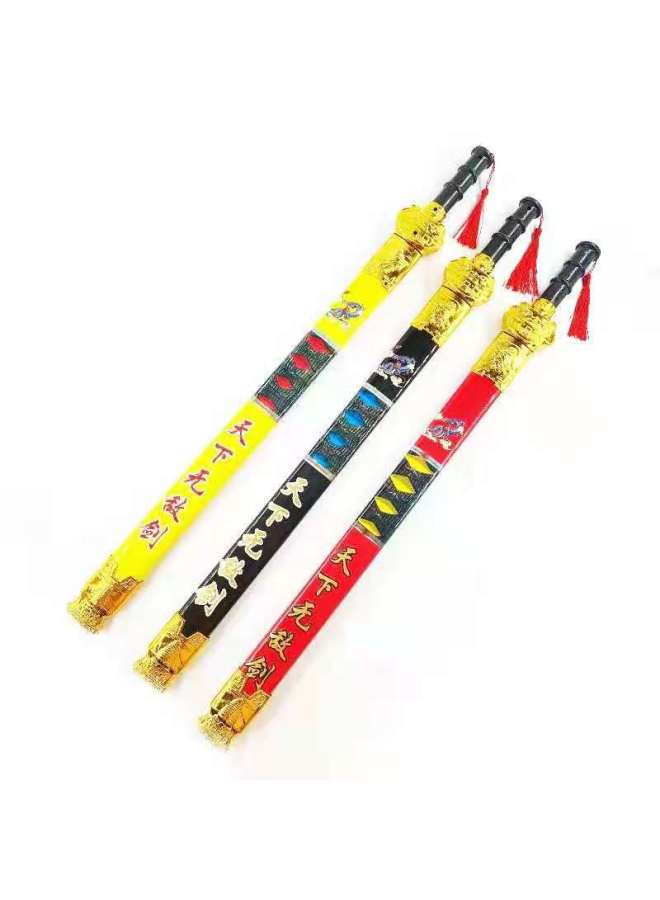 Children's Wooden Toy Sword Spot Bamboo Samurai Sword Anime Samurai Sword-Color:Automatic Retractable Gold Hoop Bar Too Pattern  - Image 2