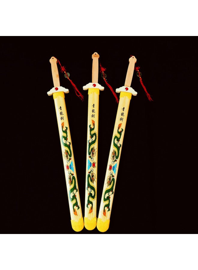 Children's Wooden Toy Sword Spot Bamboo Samurai Sword Anime Samurai Sword-Color:Automatic Retractable Gold Hoop Bar Too Pattern  - Image 4