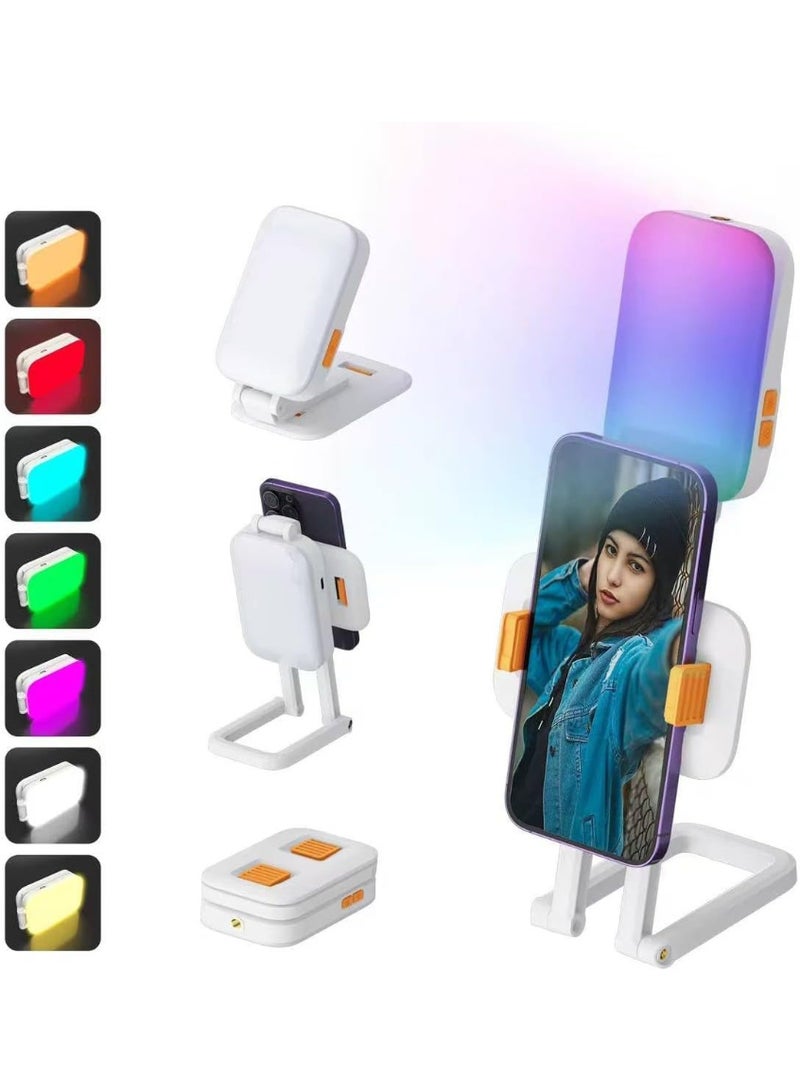 Table LED Video Light for Photography, Video Meetings All-in-one Selfie Light with 3 Color Modes | 14 RGB Color Mode, Portable Desk Phone Stand, Foldable and Rechargeable LED Light Tiktok - Image 3