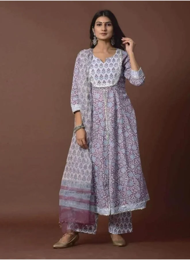 زيري سوق Lilac Cape Kurta Suit Set