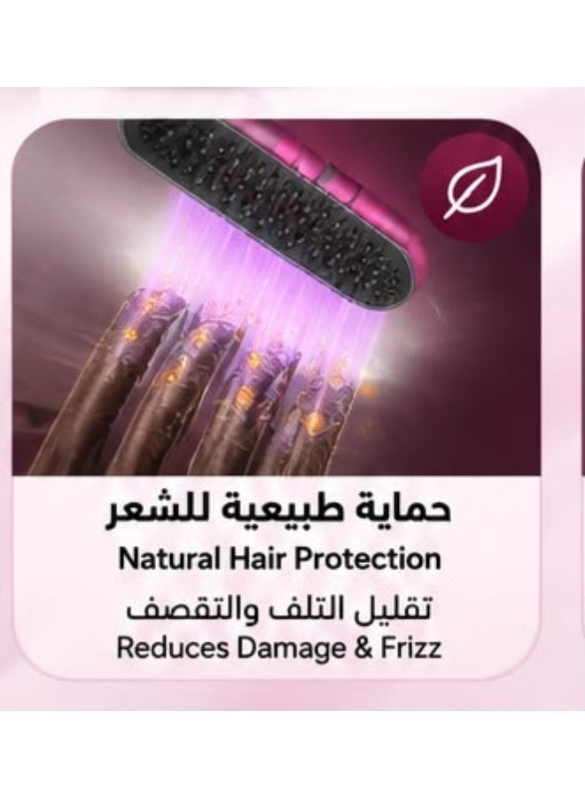 Amoi Cordless Hair Straightening Brush with PTC Heating, Digital Display, 3 Temperature Settings, 4000mAh Battery & Type-C Charging, Black/Pink - Image 5