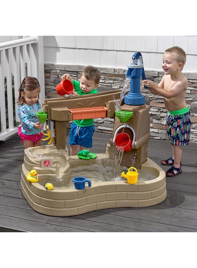 Step2 Pump & Splash Discovery Pond Plastic Paddling Pool for Kids | Garden Water Toy with 10 Piece Accessory Set - Image 2