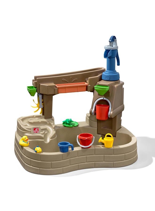 Step2 Pump & Splash Discovery Pond Plastic Paddling Pool for Kids | Garden Water Toy with 10 Piece Accessory Set - Image 1