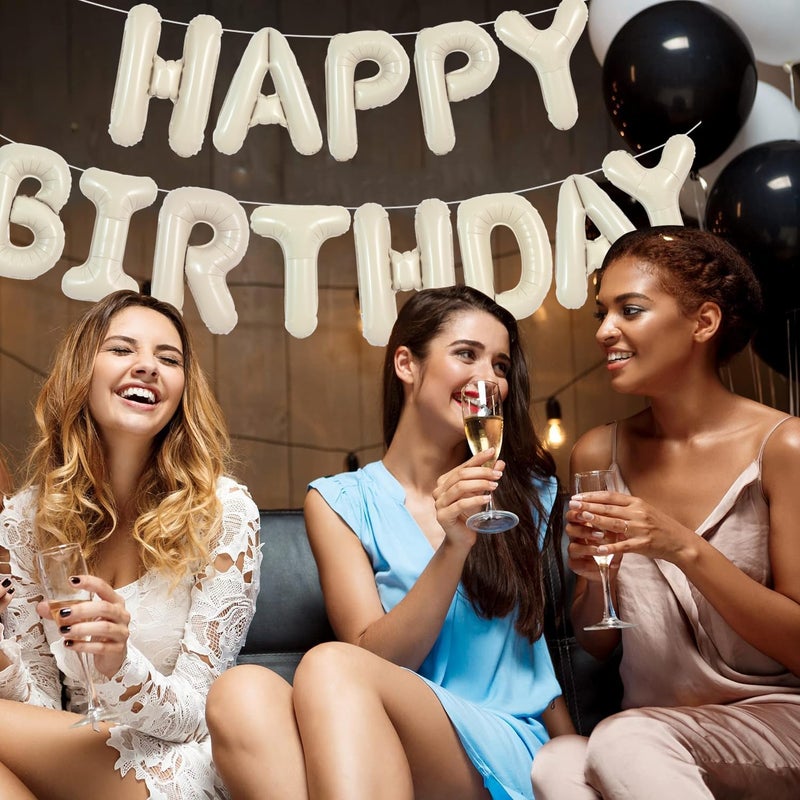 تونيفول لافتة بالونات عيد ميلاد سعيد كريمية بيضاء من تونيفول، 16 بوصة، حروف مايلار فويل، لافتة عيد ميلاد، راية قابلة لإعادة الاستخدام للأطفال من الجنسين، الأولاد، الكبار، الأطفال وديكورات الحفلات - Image 4