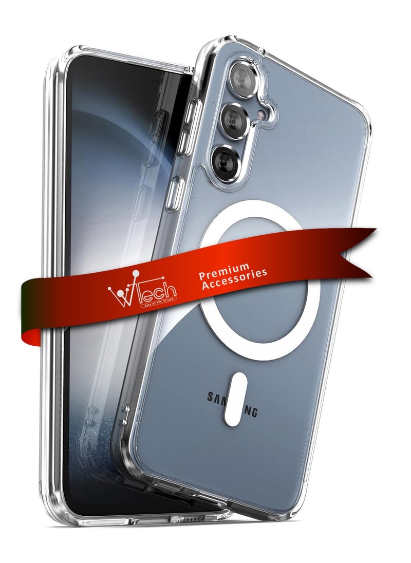 Wtech - Magnetic Case Slim Transparent Flexible TPU Shockproof Magsafe Back Phone Case For Samsung Galaxy S23 FE 5G 2023 Clear - Image 1