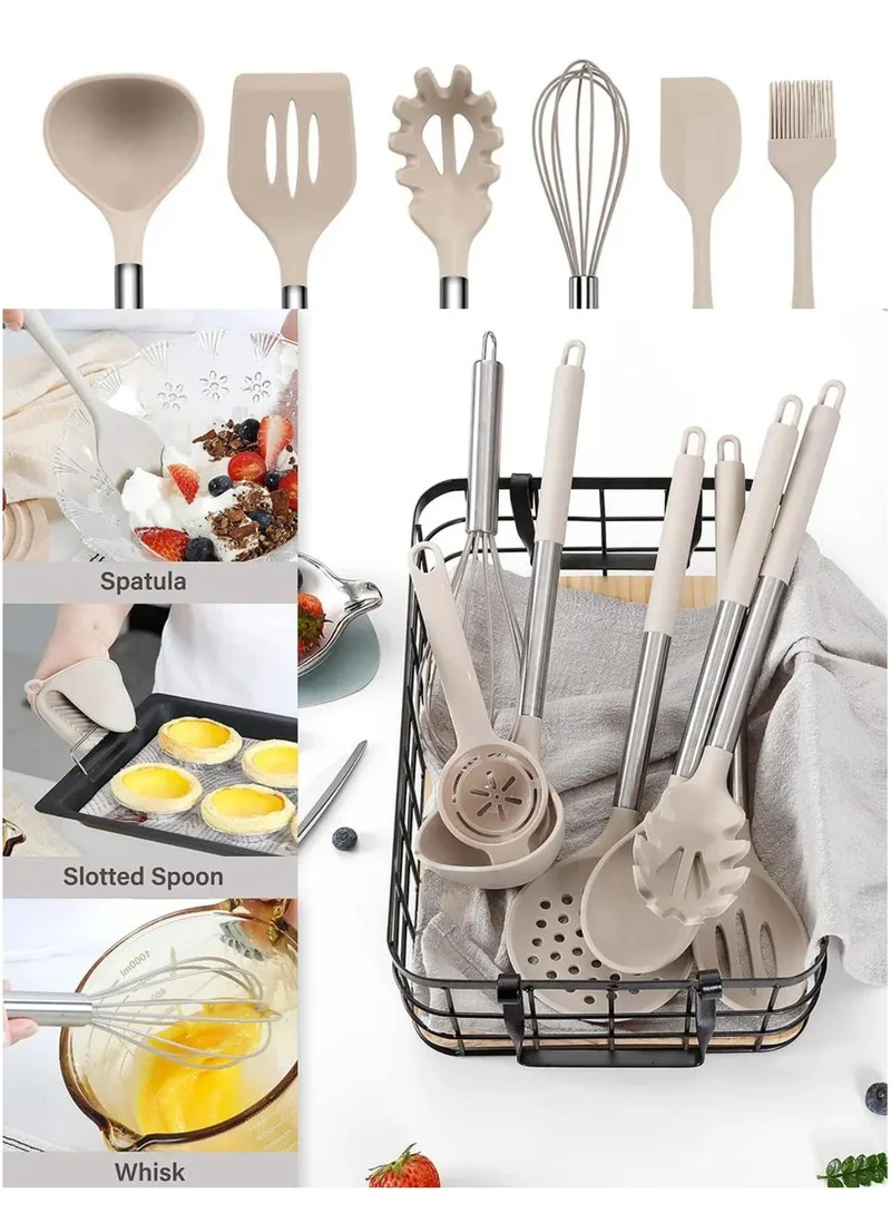 Quesera  Silicone cooking utensil set with stainless steel handle  | Best Price UAE