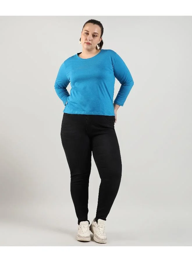 انستافاب بلس بنطال جينز دينم أسود داكن للنساء