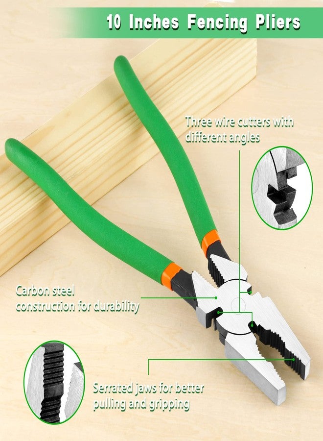 كماشة سياج LEONTOOL مقاس 10 بوصات مع قاطع أسلاك - أداة سياج مسطحة متعددة الأغراض شديدة التحمل لتثبيت وصيانة وإصلاح أسوار الأسلاك - Image 2