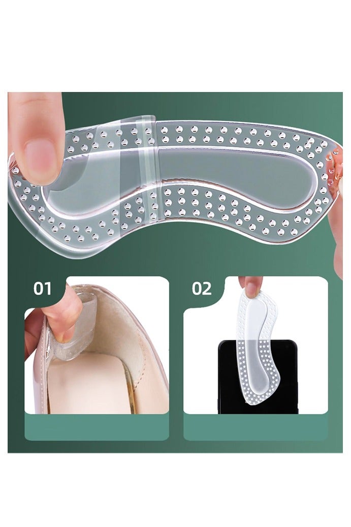 2 Pairs Heel Pads for Shoe Too Big Women, Clear Silicone Heel Protector Insoles for High Heels, Stop Heel Slip and Blister - Image 5