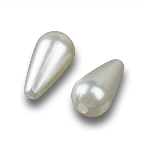 Linsoir Beads White Plastic Faux Pearl Teardrop Imitation Pearl Beads DIY Jewelry Supplier 8X15mm Pack of 100 - Image 2