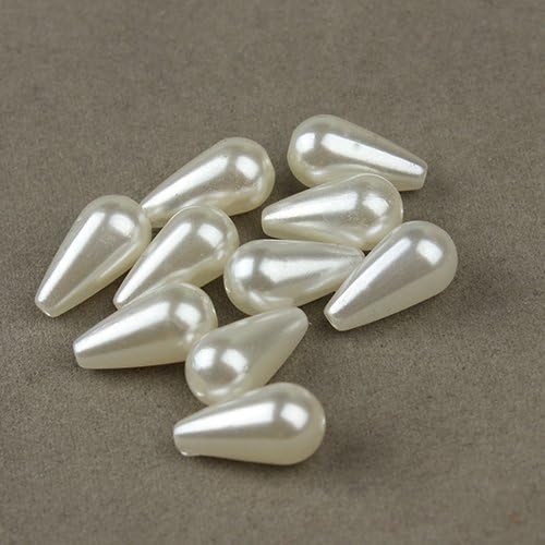 Linsoir Beads White Plastic Faux Pearl Teardrop Imitation Pearl Beads DIY Jewelry Supplier 8X15mm Pack of 100 - Image 3