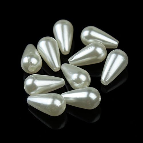 Linsoir Beads White Plastic Faux Pearl Teardrop Imitation Pearl Beads DIY Jewelry Supplier 8X15mm Pack of 100 - Image 5
