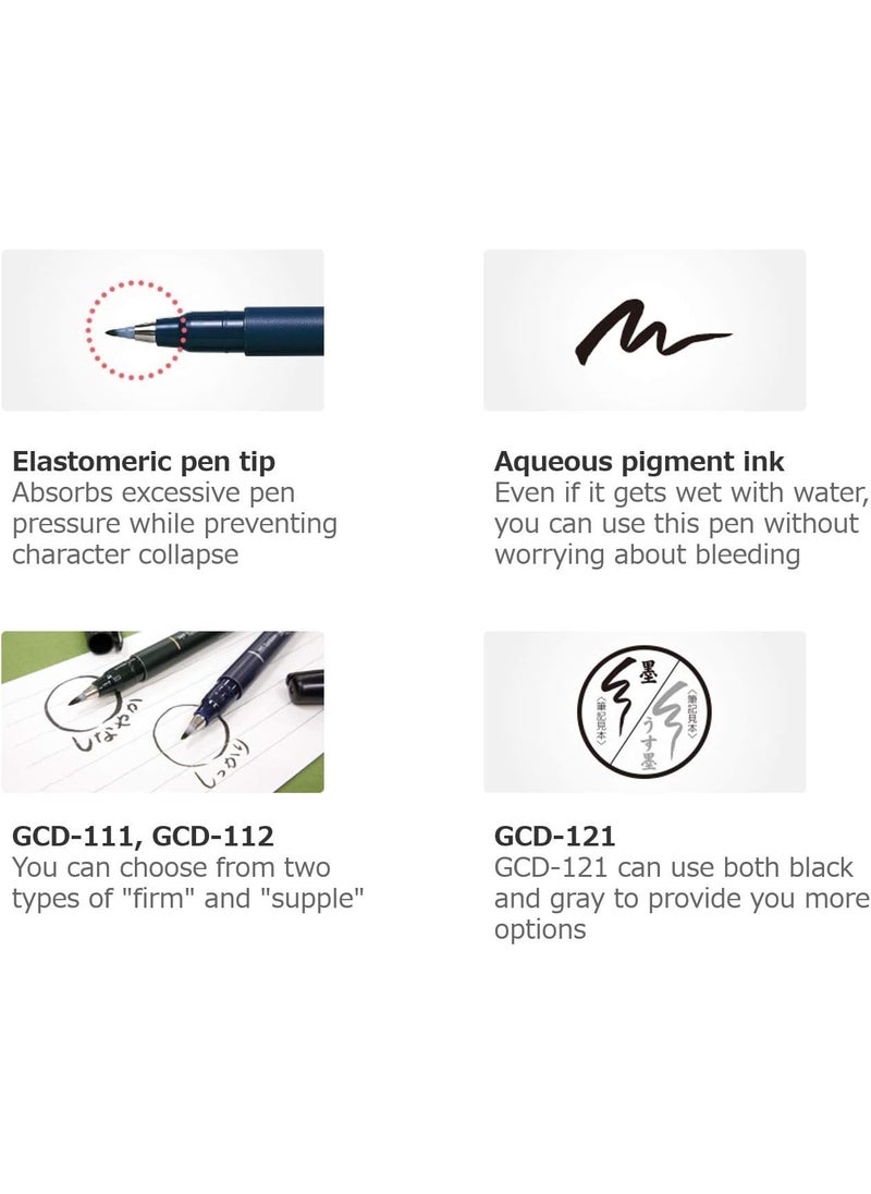 Tombow Tombow Fudenosuke Fude Brush Pen Hard GCD111 x5 Set with Original Sticky Notes  Great for Calligraphy Art Drawings Illustration Manga  - Image 5
