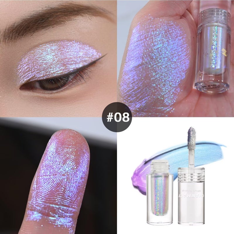 CHARMACY Multichrome Glitter Liquid Eyeshadow, Chameleon Shifting Color, Holographic Metallic Eyeshadow, Long-Lasting Wear, Vegan Eye Topper for Party, Daily Makeup #08 - Image 2