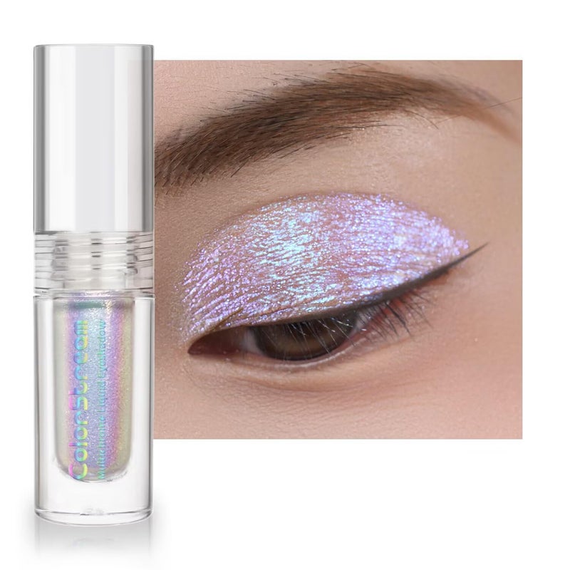 CHARMACY Multichrome Glitter Liquid Eyeshadow, Chameleon Shifting Color, Holographic Metallic Eyeshadow, Long-Lasting Wear, Vegan Eye Topper for Party, Daily Makeup #08 - Image 1