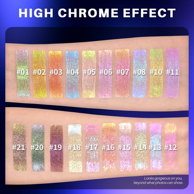 CHARMACY Multichrome Glitter Liquid Eyeshadow, Chameleon Shifting Color, Holographic Metallic Eyeshadow, Long-Lasting Wear, Vegan Eye Topper for Party, Daily Makeup #08 - Image 5