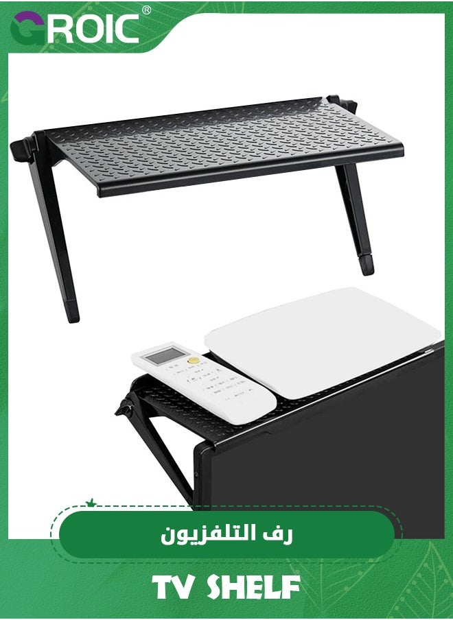 GROIC - Cable Box Shelf for Wall Mounted TV, Adjustable TV Screen Top Rack Holder Computer Monitor Desktop Stand Monitor Display Storage Organizer to Hold Cable Boxes, Adjustable Monitor Top Shelf - Image 1