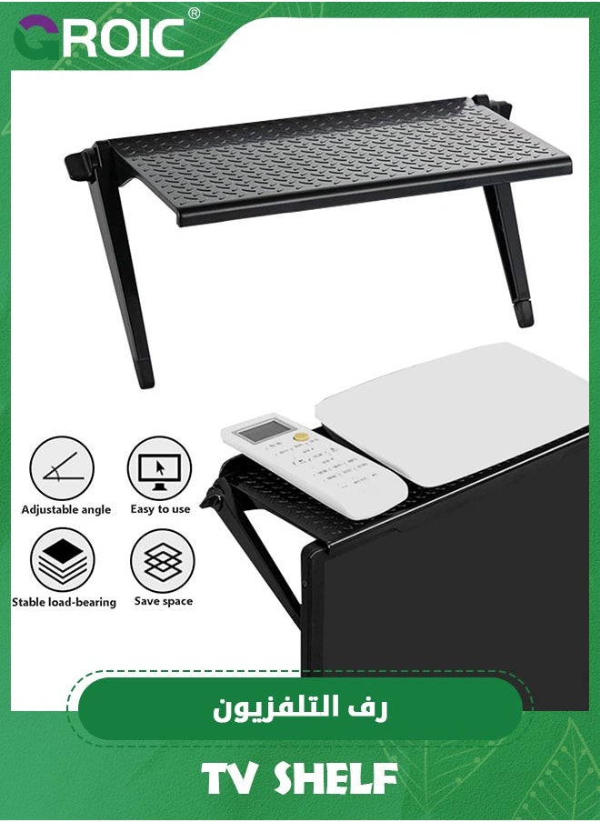 GROIC - Cable Box Shelf for Wall Mounted TV, Adjustable TV Screen Top Rack Holder Computer Monitor Desktop Stand Monitor Display Storage Organizer to Hold Cable Boxes, Adjustable Monitor Top Shelf - Image 1