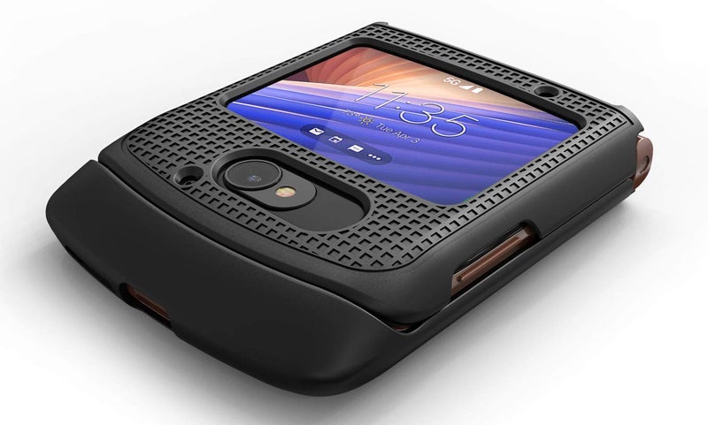 Nakedcellphone Polycarbonate Flip Phone Case for Motorola RAZR 5G, Nakedcellphone Black Protective Grid Texture Snap-On Hard Shell Flip Phone Cover for Motorola Moto RAZR 5G 2020 XT2071 - Image 3
