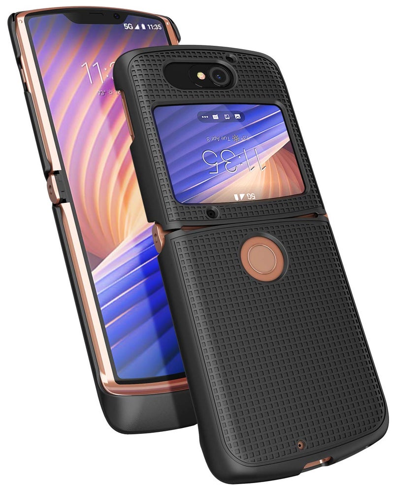 Nakedcellphone Polycarbonate Flip Phone Case for Motorola RAZR 5G, Nakedcellphone Black Protective Grid Texture Snap-On Hard Shell Flip Phone Cover for Motorola Moto RAZR 5G 2020 XT2071 - Image 4