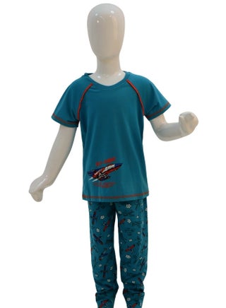 JOANNA Boy's Rocket Print Short Sleeve Shirt & Long Pants Pajama Set, Teal /Turquoise - pzsku/Z20476E00F98BD611BA8CZ/45/_/1741338260/1f032c6d-c2a0-4939-95cc-98f9ac40a9aa