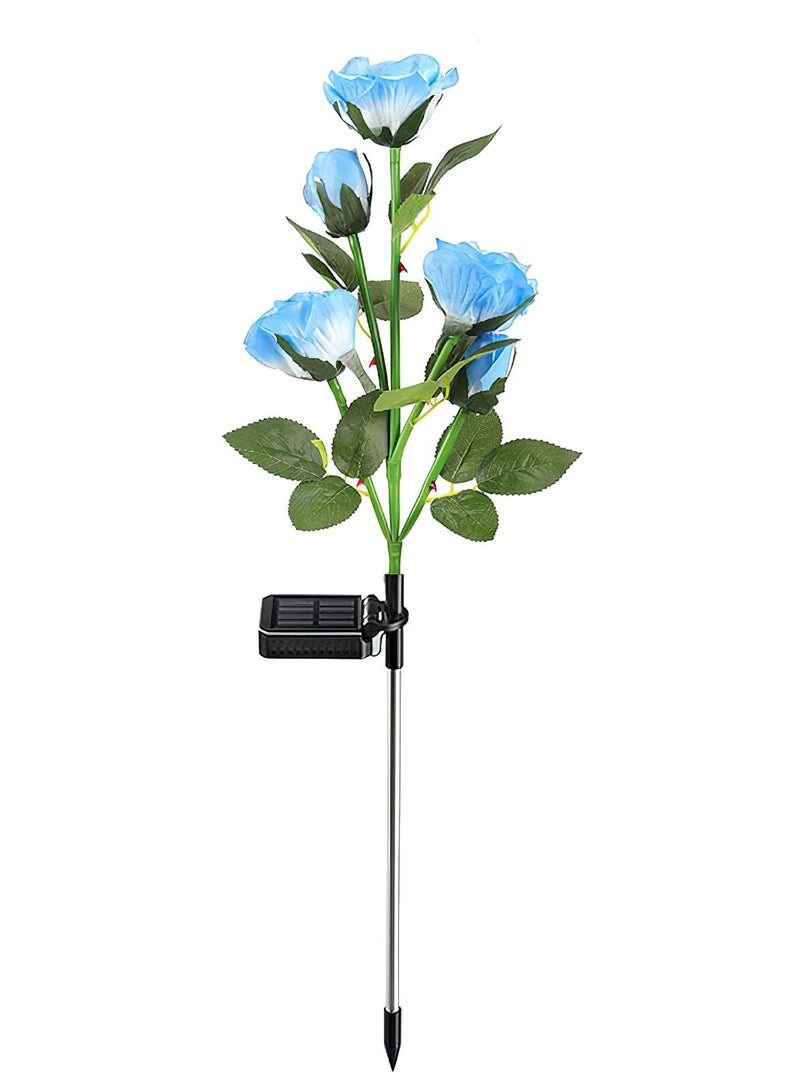 Generic LED Solar Simulation Rose Flower, Outdoor LED Decorative Light Lamp Landscape Home Decoration Flowers for Garden/Yard/Lawn (Blue, Set of 2)  - Image 1