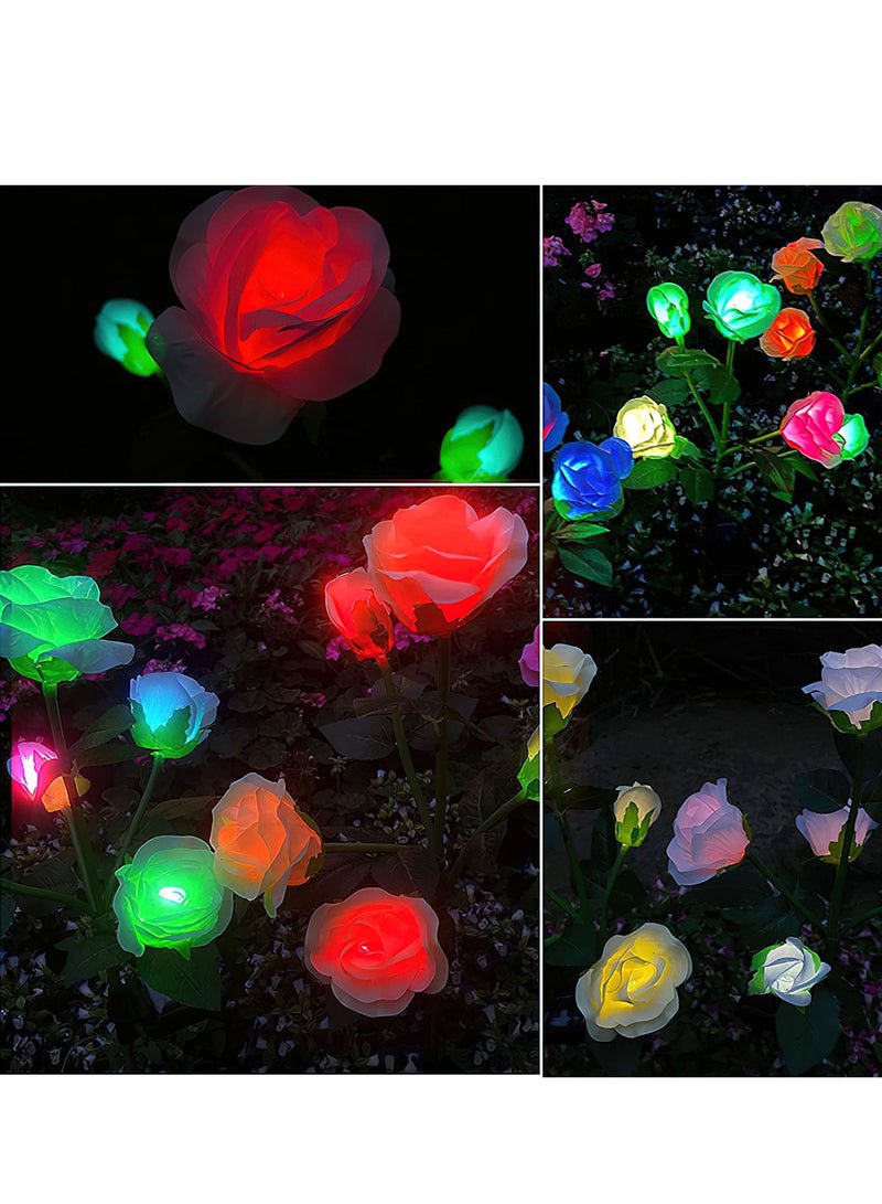 Generic LED Solar Simulation Rose Flower, Outdoor LED Decorative Light Lamp Landscape Home Decoration Flowers for Garden/Yard/Lawn (Blue, Set of 2)  - Image 5