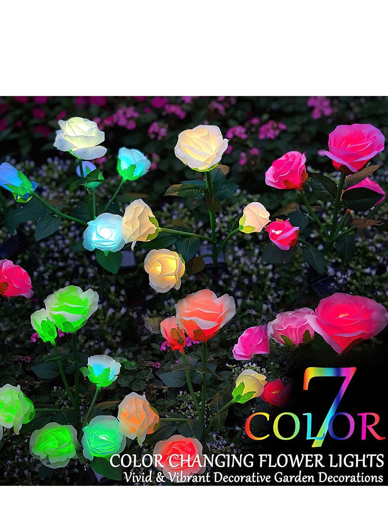Generic LED Solar Simulation Rose Flower, Outdoor LED Decorative Light Lamp Landscape Home Decoration Flowers for Garden/Yard/Lawn (Blue, Set of 2)  - Image 4