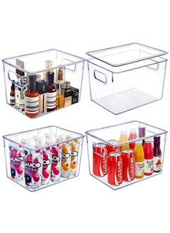 Arabest Refrigerator Organizer Bins, 4 Pack Fridge Organizer Bins with Lids, Stackable Pantry Storage Bins for Freezer, Kitchen, Office, Bathroom  - Image 1