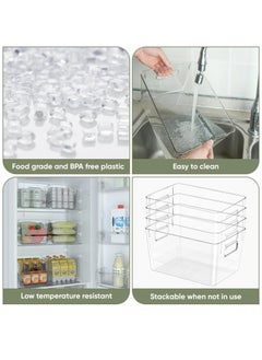 Arabest Refrigerator Organizer Bins, 4 Pack Fridge Organizer Bins with Lids, Stackable Pantry Storage Bins for Freezer, Kitchen, Office, Bathroom  - Image 3