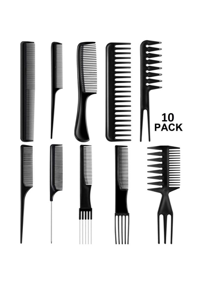 Red Blossom Professional Hair Combs Set – 10-Piece Black Salon Styling Tools Kit | Anti-Static, Heat-Resistant Combs for Cutting, Sectioning & Styling  - Image 4
