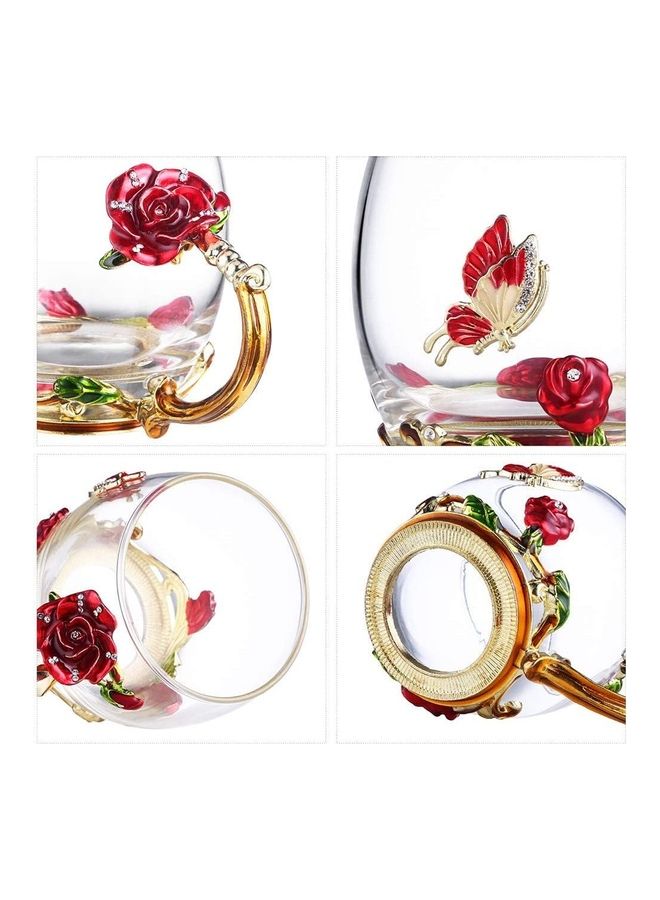 Designer Glass Tea Cup With Steel Spoon Set multicolour 320mm - Image 5