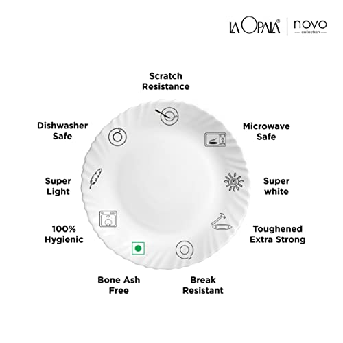 La Opala Novo Collection Opal Glass Crockery | Quarter Plate Set of 6 | Dainty Swirls Design | Plates for Snacking & Gifting | Microwave Safe | 100% Vegetarian | Extra Strong | Super Light & White - Image 3