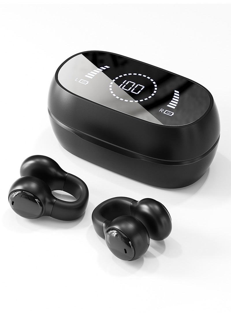 سماعات أذن لاسلكية صغيرة بمشبك على الأذن، سماعات أذن مفتوحة، توصيل الهواء، شاشة رقمية LED مع شاشة كبيرة، ستيريو هاي فاي مع ميكروفونات مدمجة للرياضة والجري وركوب الدراجات والتمرين - Image 1